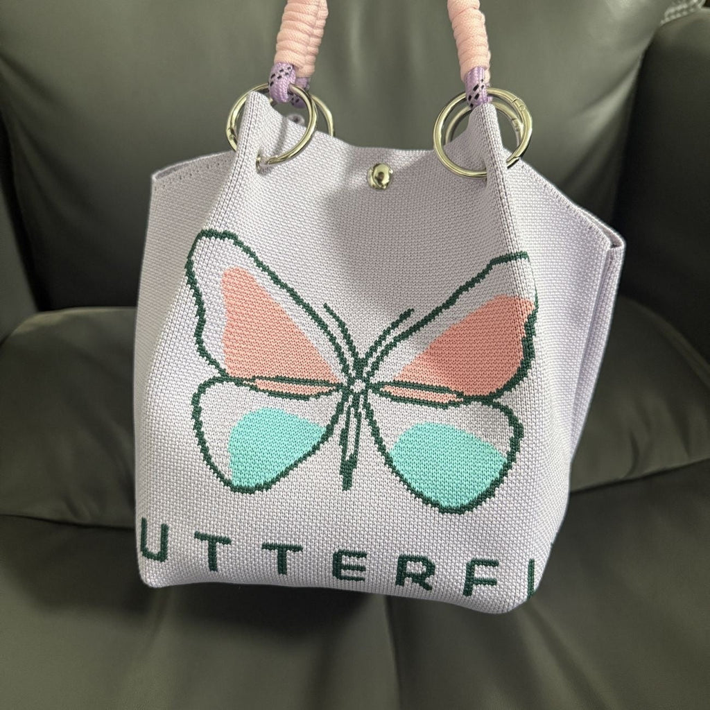 Knitted Tote Bag Commuter-friendly Handbag Simple Style