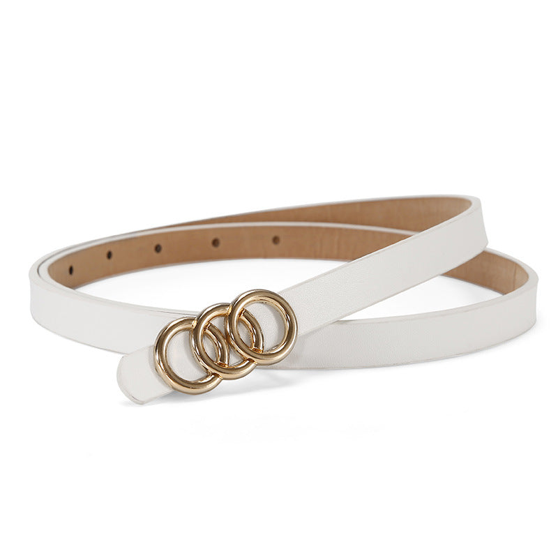 Women's Belt White Three-circle Simple All-matching Jeans