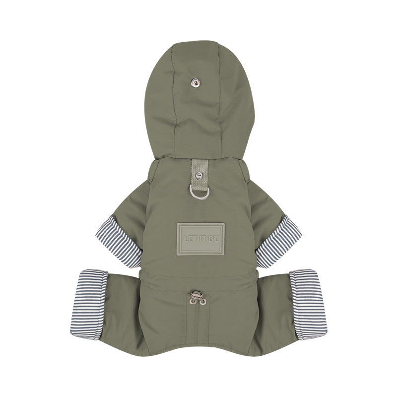 Pet Cotton-padded Coat Warm Four-legged Full-coverage With Hood