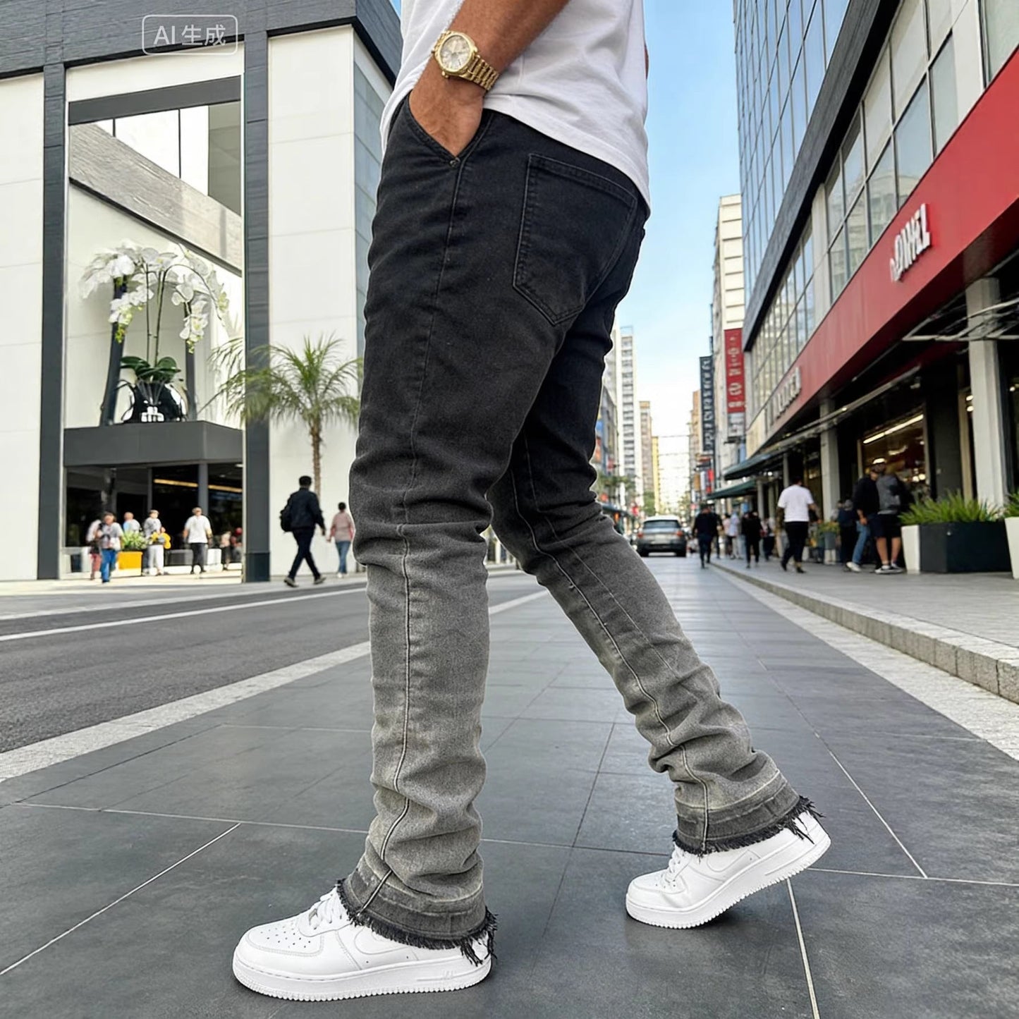 High-Street Gradient-Washed Mens Jeans