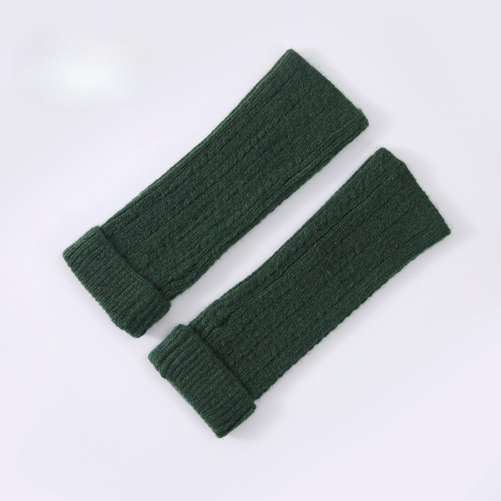 Knitted Fingerless Wool-blend Thermal Knit Gloves