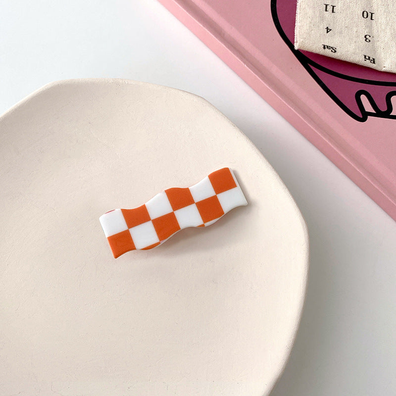 Wavy Checkerboard Hair Clips Sweet Versatile Bangs Clips