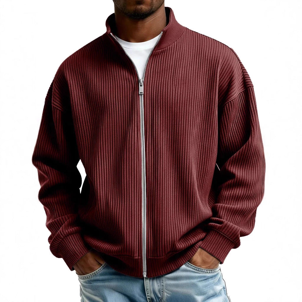 Mens Full-Zip Mock-Neck Sweater New FallWinter Style