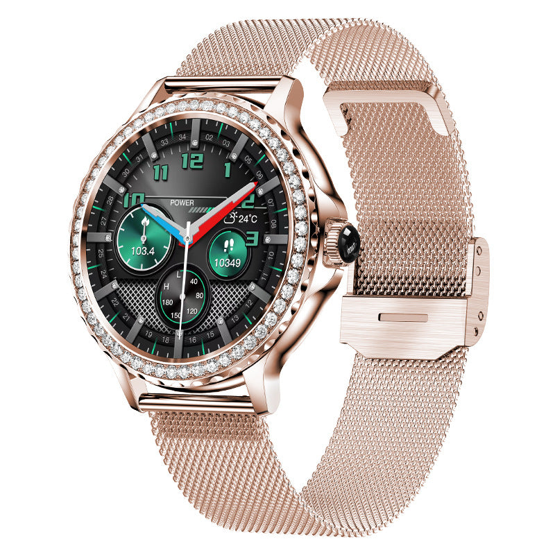 Bluetooth Calling Smart Fitness Bracelet Waterproof Watch With Diamond Accents