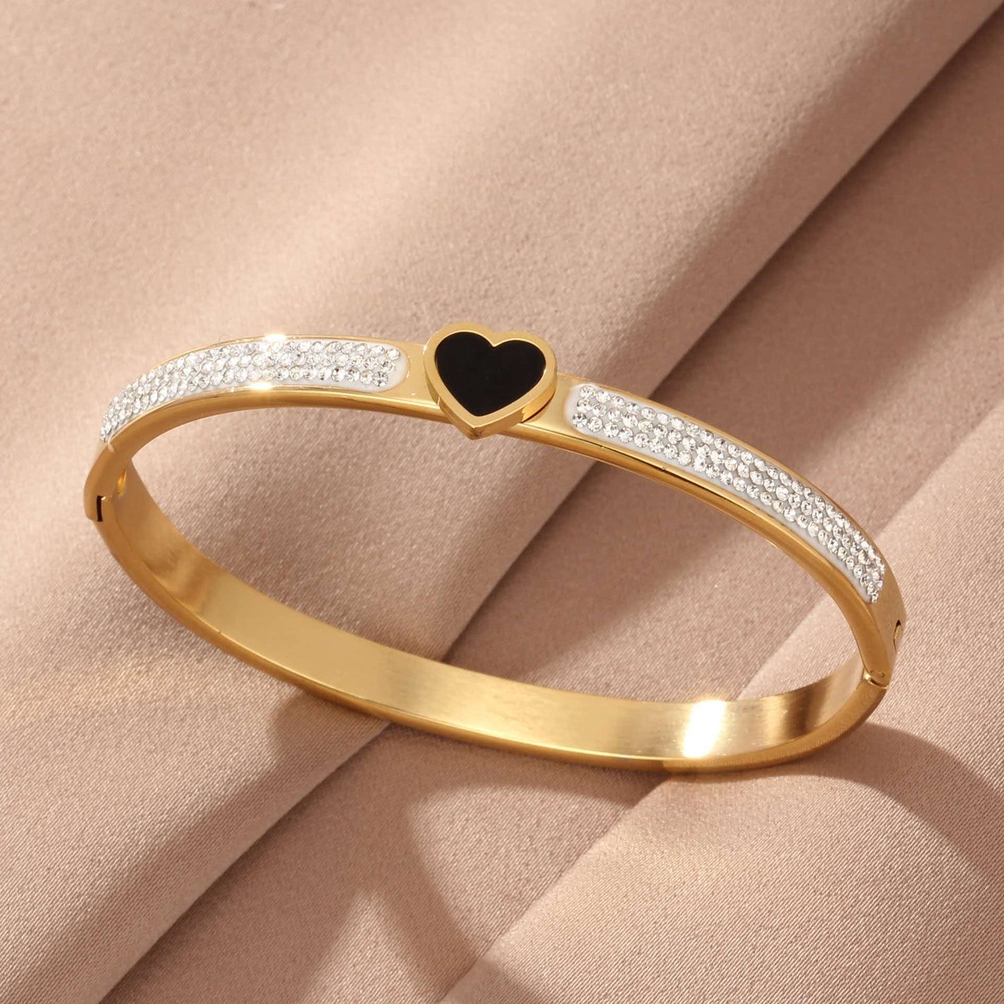 Stainless Steel Inlaid Rhinestone Buckle Bracelet