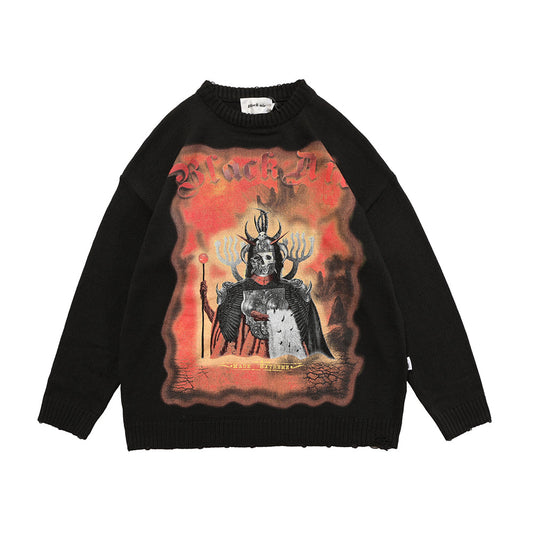 Pull en maille démon noir extrême