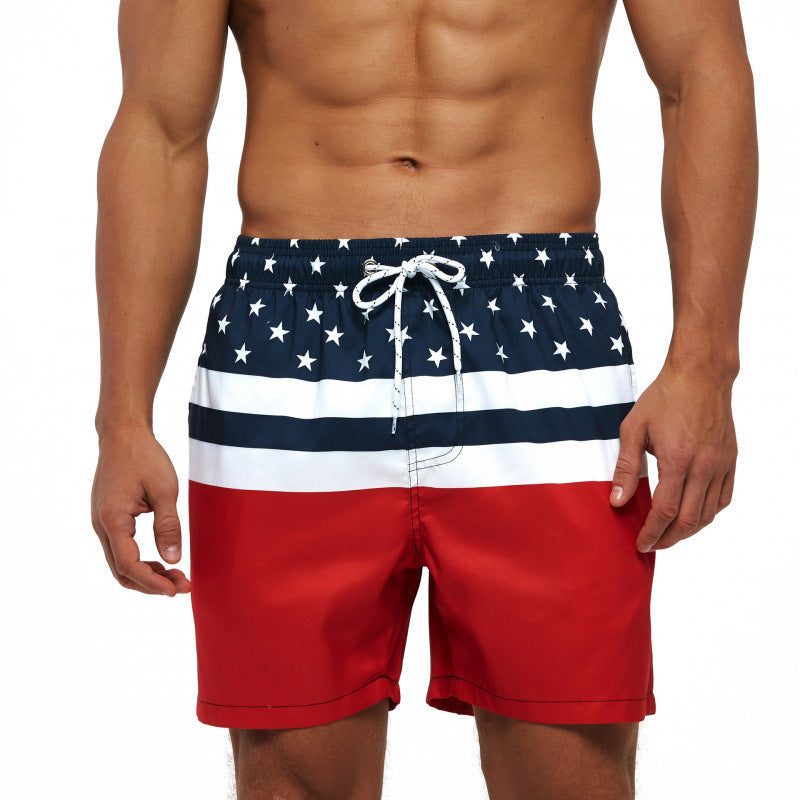 Mens Fashionable Sports Beach Shorts With 3D Digital Print, European And American Style