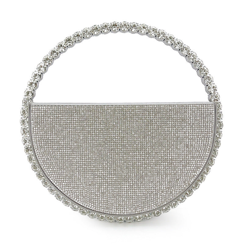 Round Handbag Socialite Rhinestone Evening Bag French Style Formal Gown Evening Bag