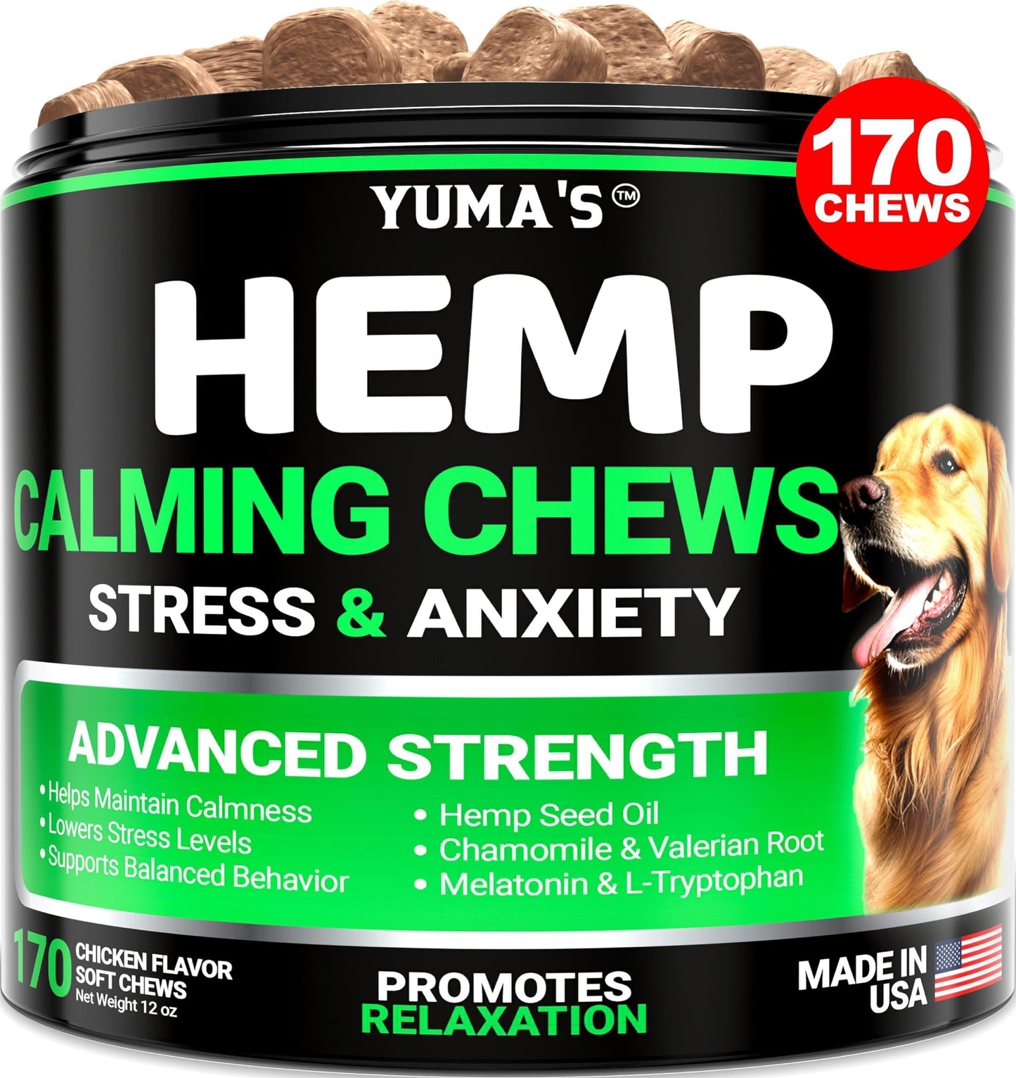 Hemp Calming Chews for Dogs 170 Count Chicken Flavor