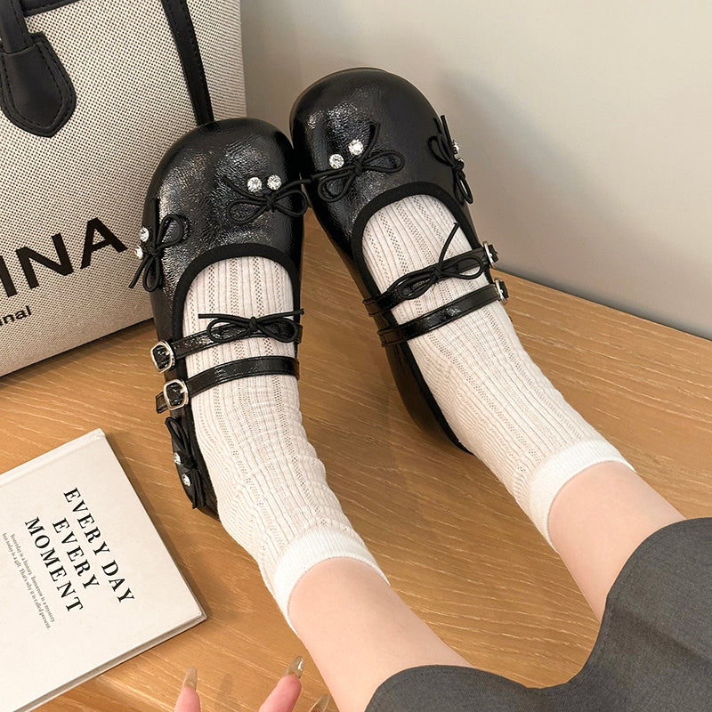 Korean Ballet Flats For Women 2026 New Spring Summer Comfortable Office-Ready Versatile Double Buckle Mary Jane Shoes