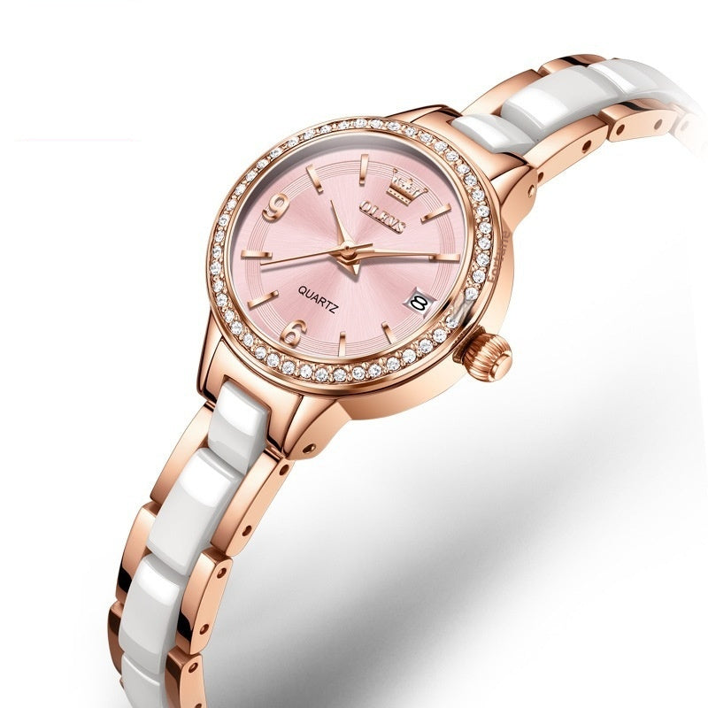 Oulishi Womens Watch With A Ceramic Strap A Versatile Quartz Timepiece