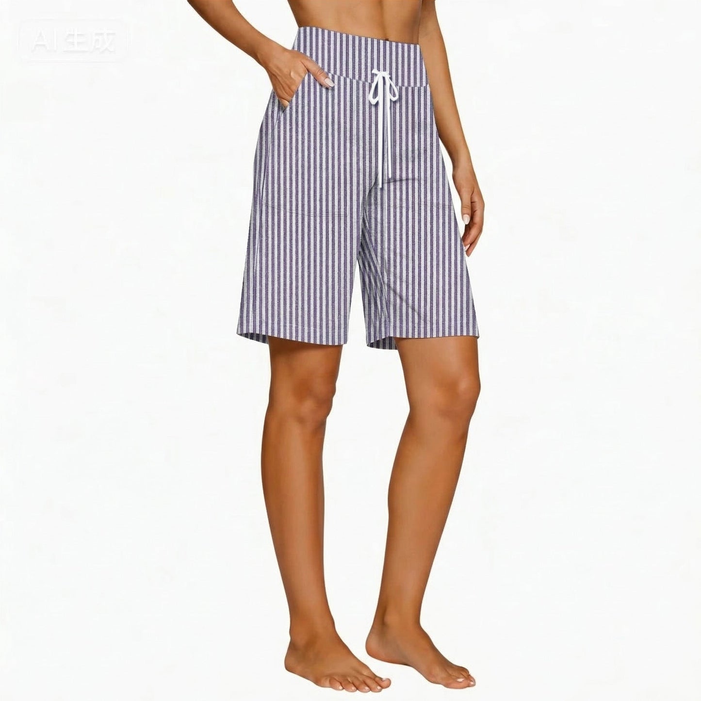 Loose-fit Striped High-waisted Shorts
