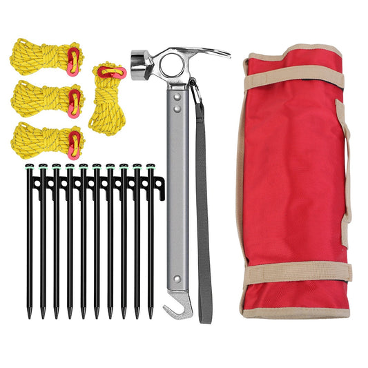 Piquets de tente Marteau de camping Kit d'accessoires de camping avec cordes réfléchissantes de 3 m pour le camping, la randonnée, les auvents