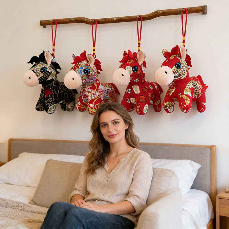 2026 Year of the Horse Plush Doll, 15/20cm Soft Stuffed Animal, Holiday Mascot for Family Home Decoration & New Year Supplies
