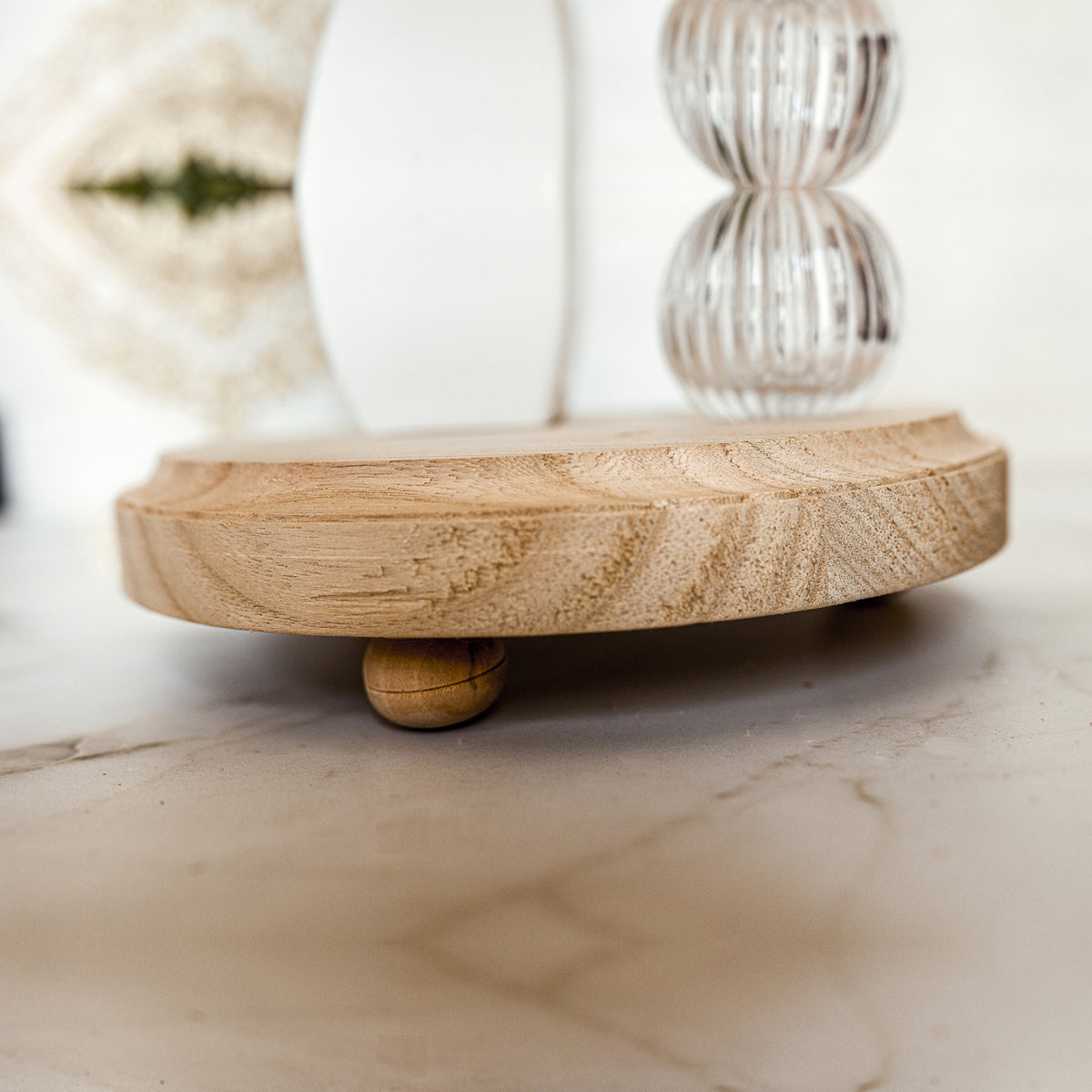 Rustikales handgefertigtes Holztablett – Display-Sockel, Kerzen- und Seifenhalter