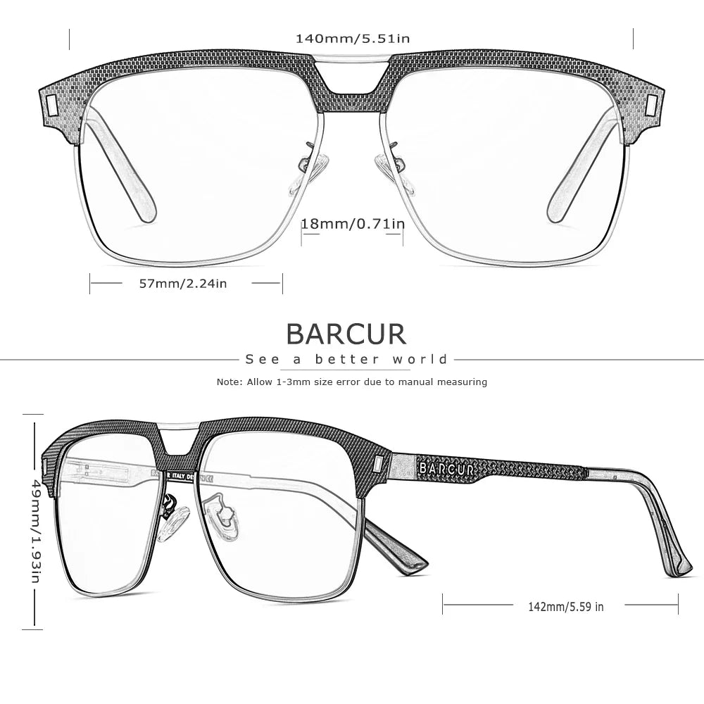 BARCUR Polarized Men’s Sunglasses – Fashionable Square Stainless Steel Frame UV400 Protection Anti-Reflective Outdoor Sports & Driving Eyewear – Original Design Casual Style with Premium Polycarbonate Lenses