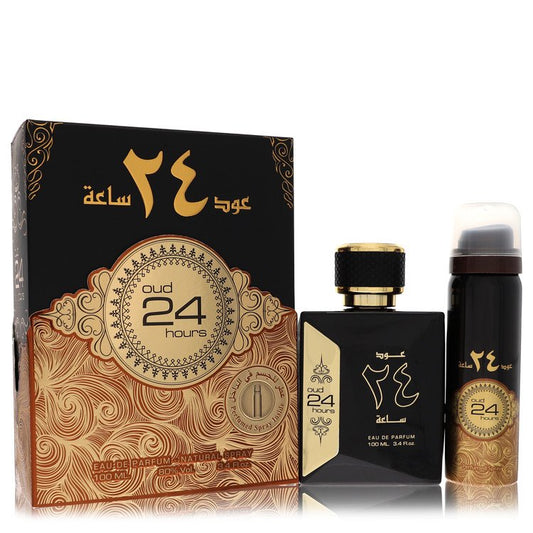 Ard Al Zaafaran Oud 24 Hours par Al Zaafaran Eau De Parfum Spray + Spray parfumé 1,7 oz (Mixte) 3,4 oz pour Homme