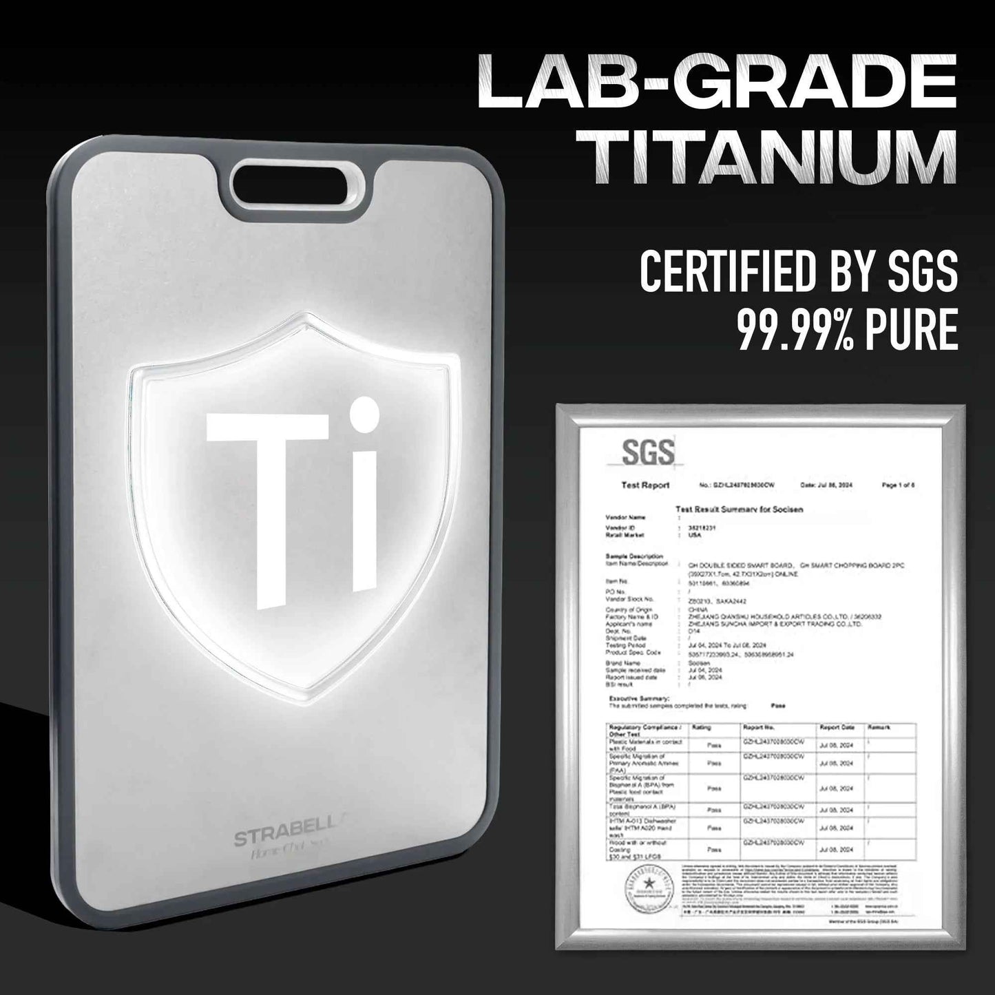 Titanium Cutting Board — Antibacterial, Scratch-Resistant | Strabella