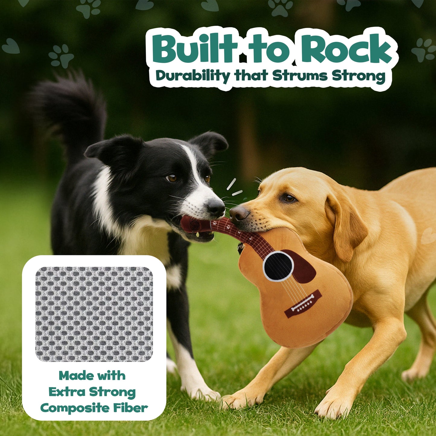 PUPROAR Guitar Dog Toy | Cute Squeaky Plush Dog Toy with Crinkle