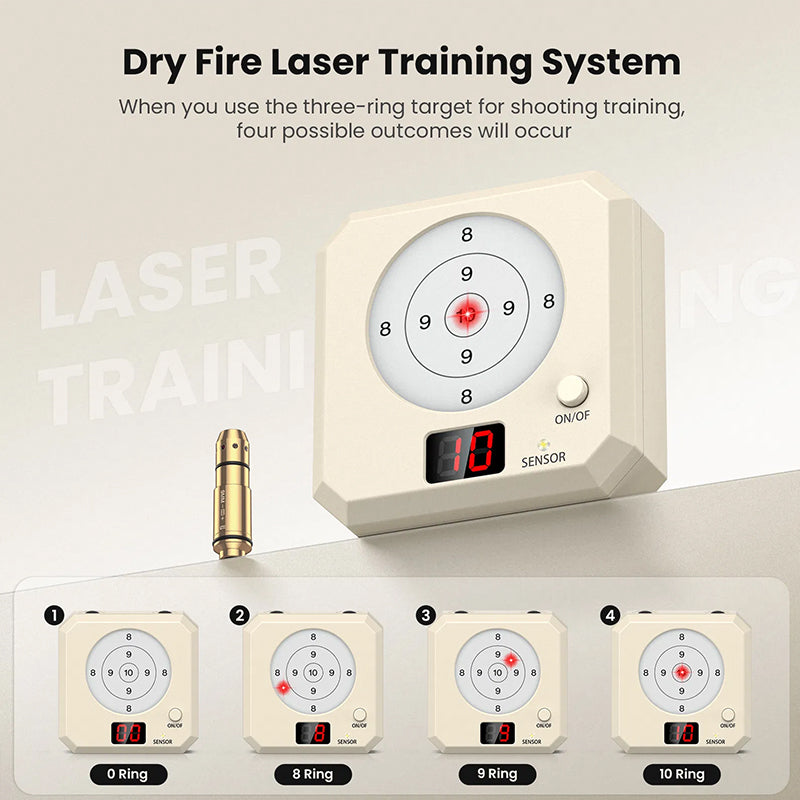 9mm Laser Training Kit, Dry Fire Laser Target with 9x19 Training Cartridge, USB Rechargeable Outdoor Electronic Shooting Target