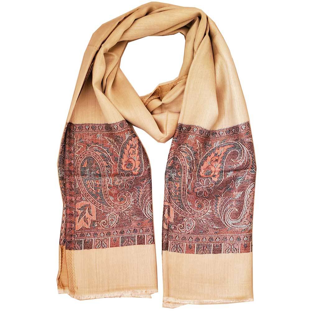 Reversible Faux Pashmina Paisley Silk Rayon Scarf 80in