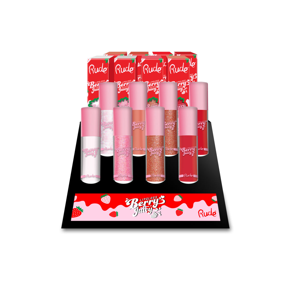 Ensemble de 64 gloss à lèvres RUDE Berry Juicy