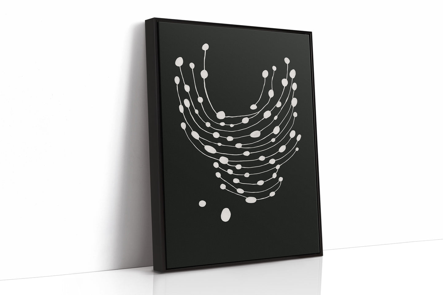 Minimalist Abstract White Dots on Black Canvas
