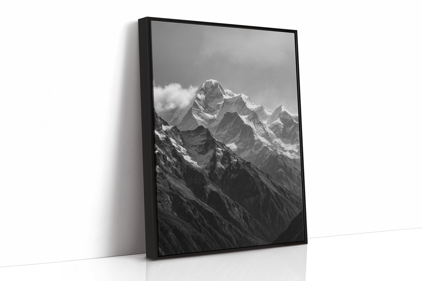 Monochrome Majesty – Black & White Alpine Mountain Print