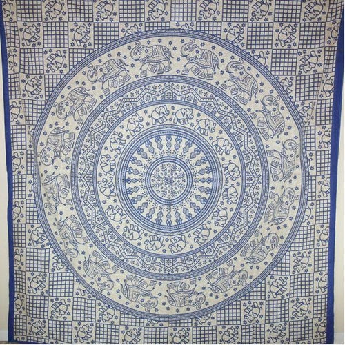 Blauer Elefant Chakra Mandala Wandteppich Wandbehang Deko