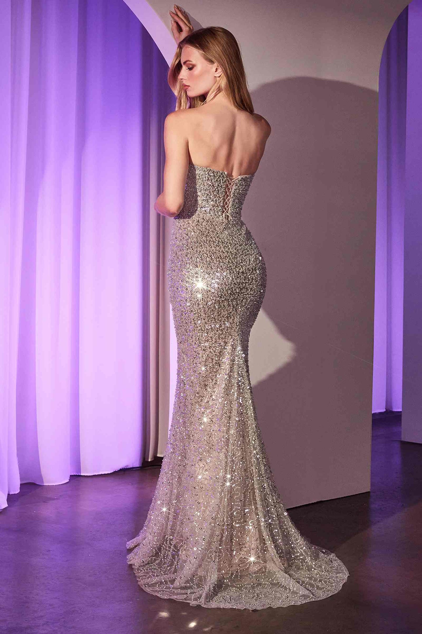 Ladivine CC385 Dress Fully Beaded Strapless Gown