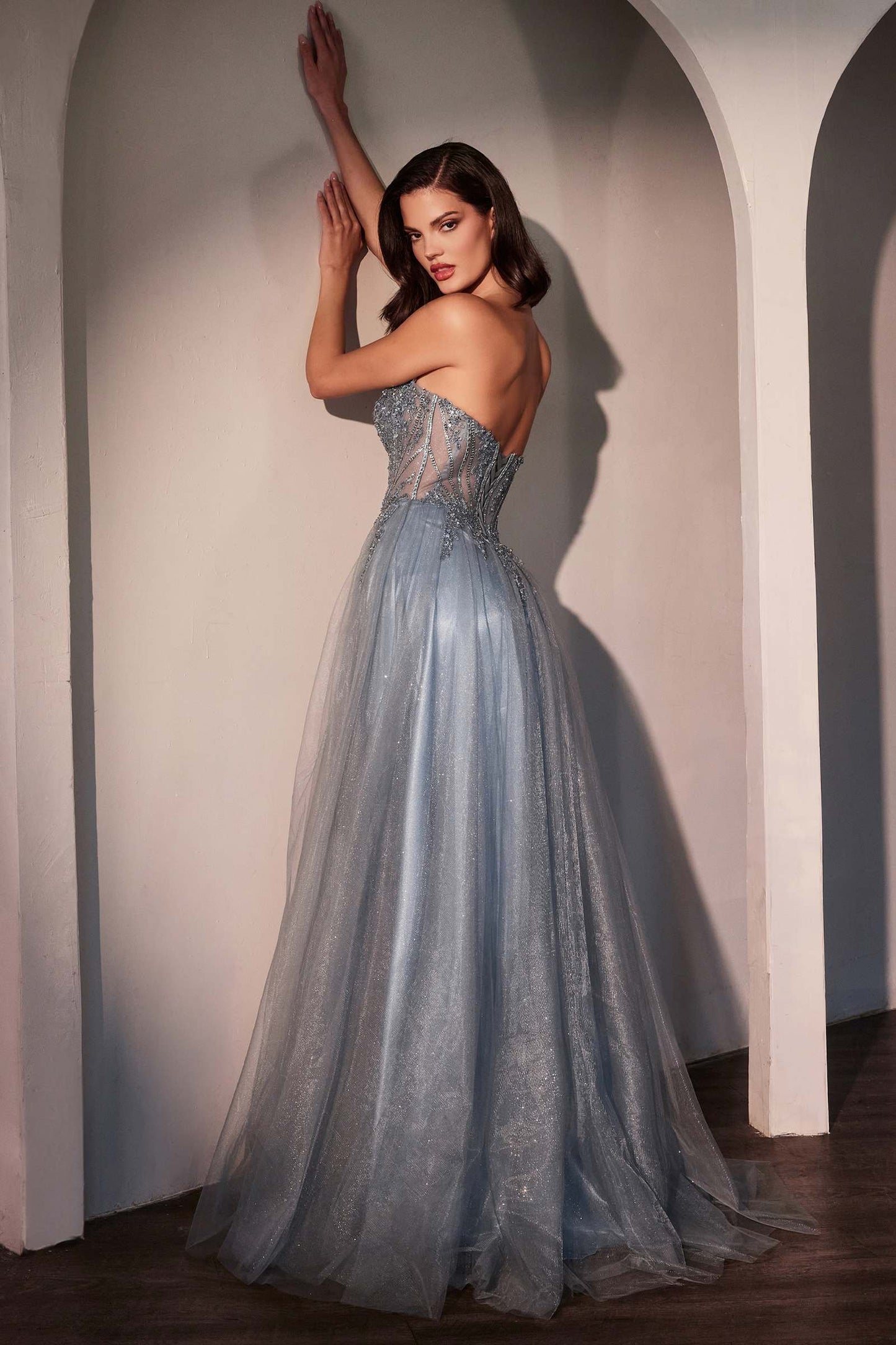 Ladivine CC487 Dress Strapless Layered Tulle A-Line Gown
