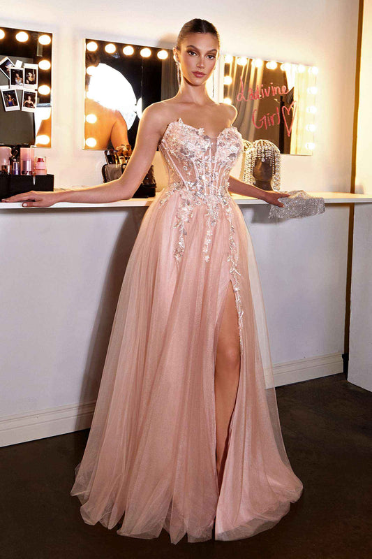 Ladivine CD2426 Enchanting 3D Floral Applique A-Line Gown