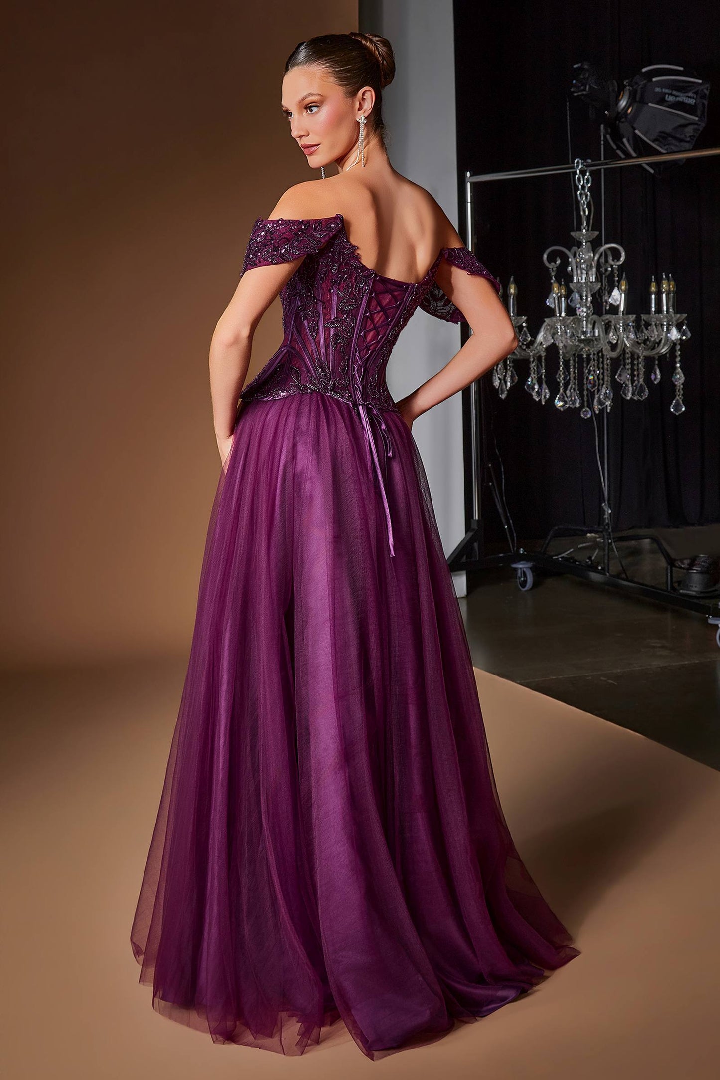 Ladivine CD657 Off the Shoulder A-line Ballgown Tulle Dress