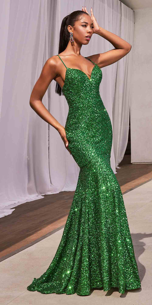 Ladivine CH066 Long Fitted Sequin Mermaid Gown