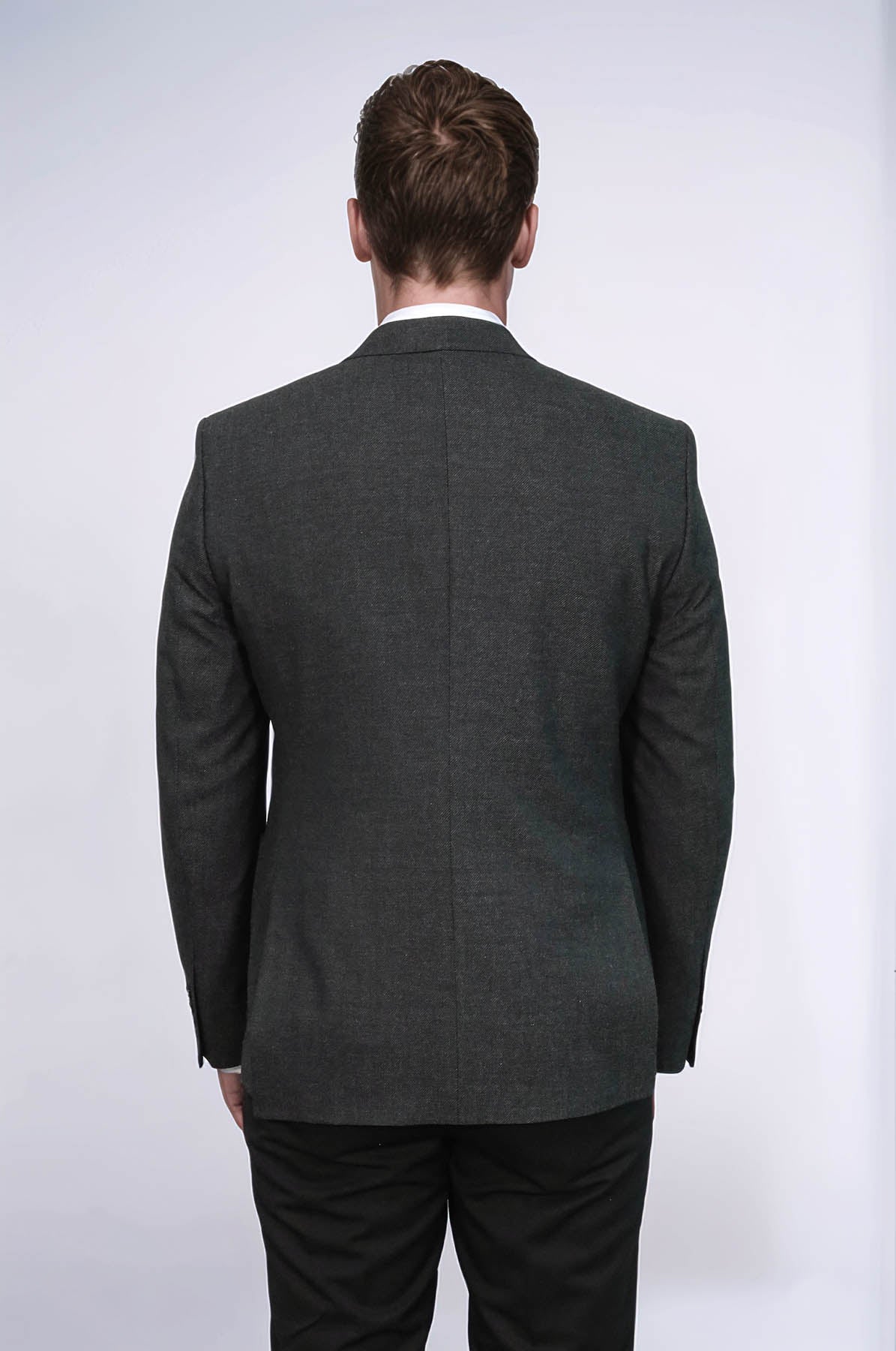 Textured Slim Fit Notch Lapel Anthracite Men Blazer - Wessi