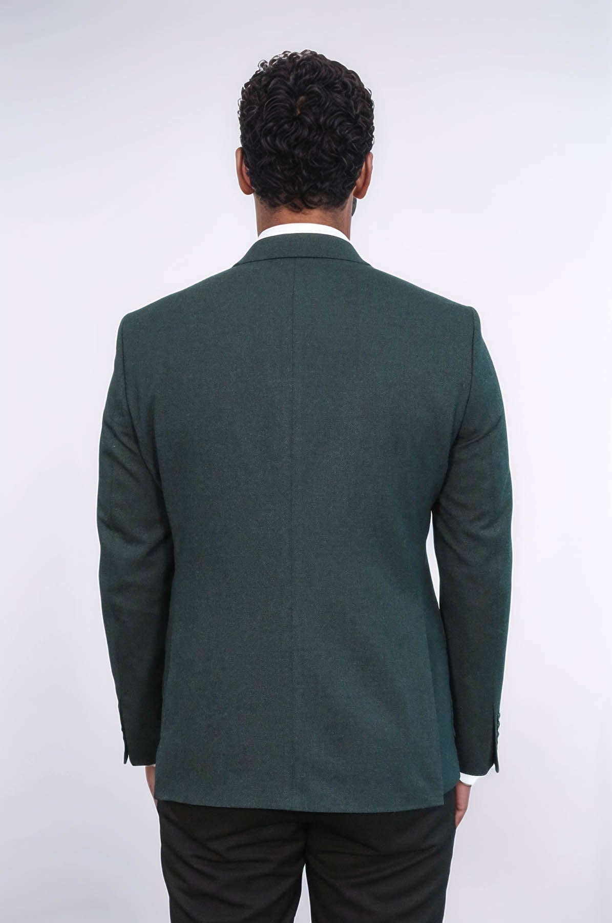 Textured Slim Fit Notch Lapel Green Men Blazer - Wessi