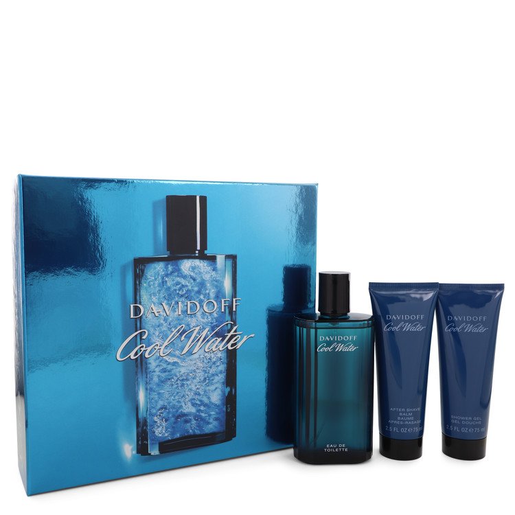 Cool Water par Davidoff Coffret Eau de Toilette Vaporisateur 125 ml + Baume Après-Rasage 75 ml + Gel Douche 75 ml pour Hommes