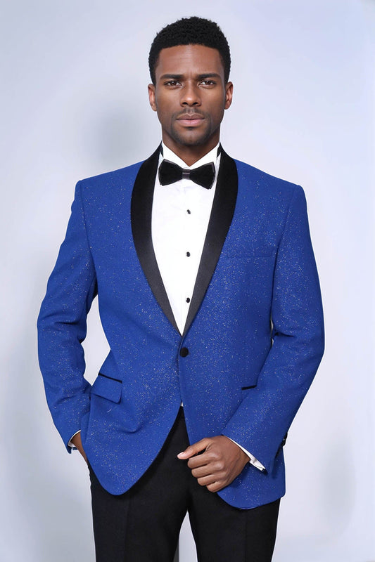 Shawl Lapel Navy Blue Men Dinner Jacket - Wessi