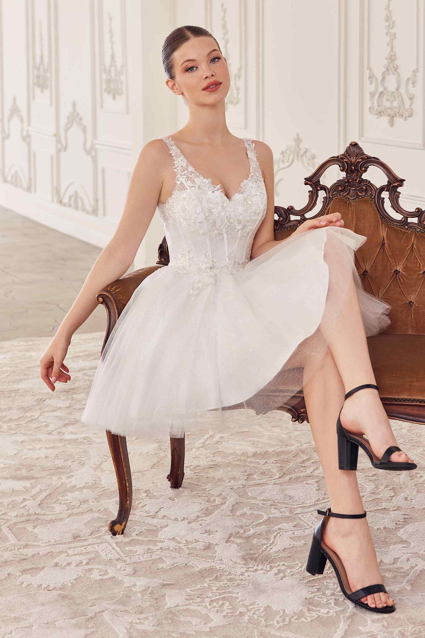 Ladivine CY019 Dress Sequin Beaded A-Line Short Dress