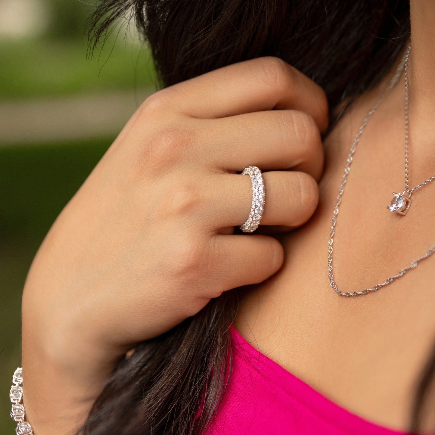 Jasmine Eternity Ring in Silver