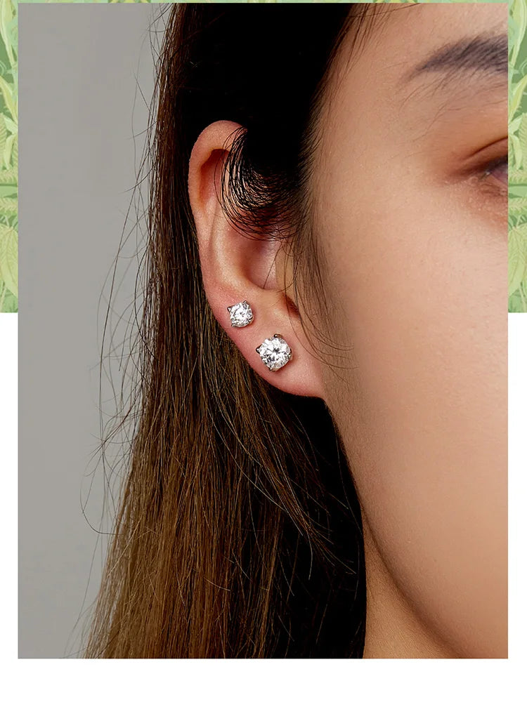 D Farbe VVS1 1 Karat Moissanit Ohrstecker 925 Sterling Silber Hochzeitsgeschenk