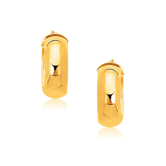 14 Karat Gelbgold Breite Mittlere Creolen mit Schnappverschluss