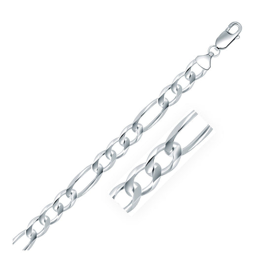 Rhodinierte Figaro-Kette aus Sterlingsilber, 8,8 mm