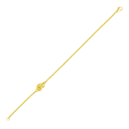 Bracelet chaîne en or jaune 14 carats avec nœud poli (7,50 mm)