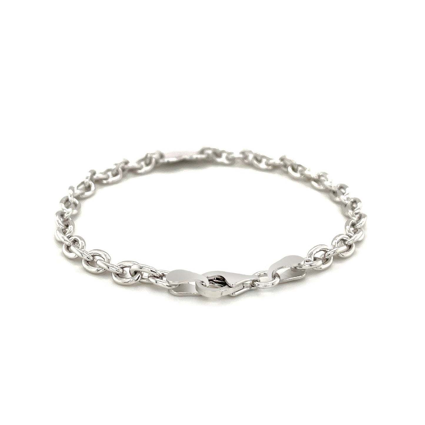 Sterlingsilber rhodiniertes Kettenarmband mit flacher Herzfassung (5,00 mm)