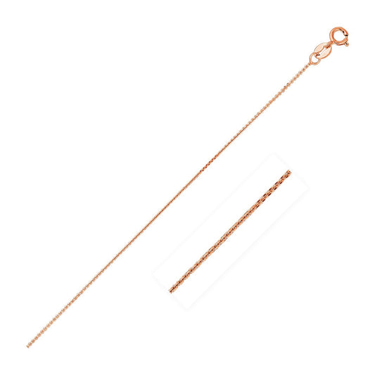 14 Karat Rotgold Diamantiertes Kabelkettenarmband (0,87 mm)