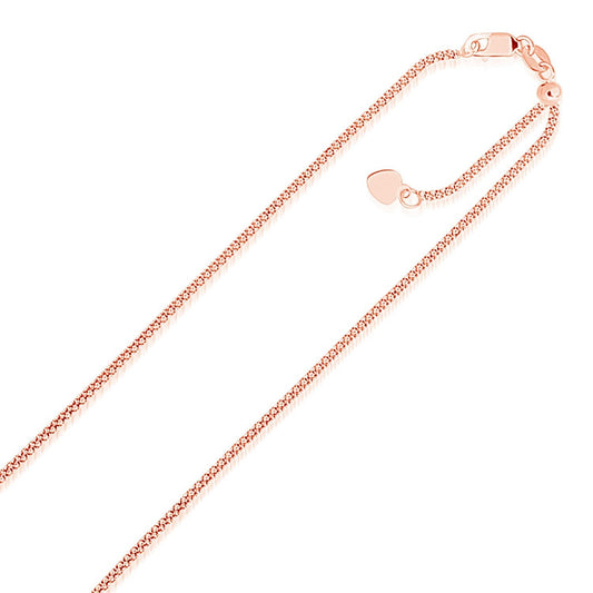14 Karat Roségold Verstellbare Popcornkette (1,30 mm)