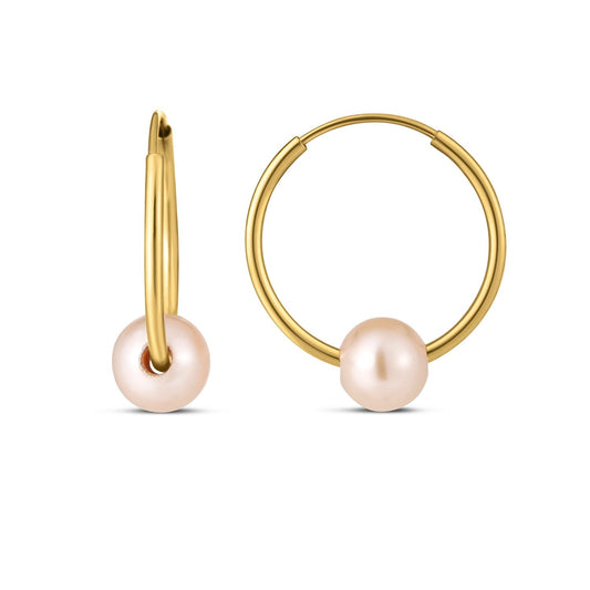 14K Gelbgold Runde Endless Perl-Ohrringe (1x14mm)