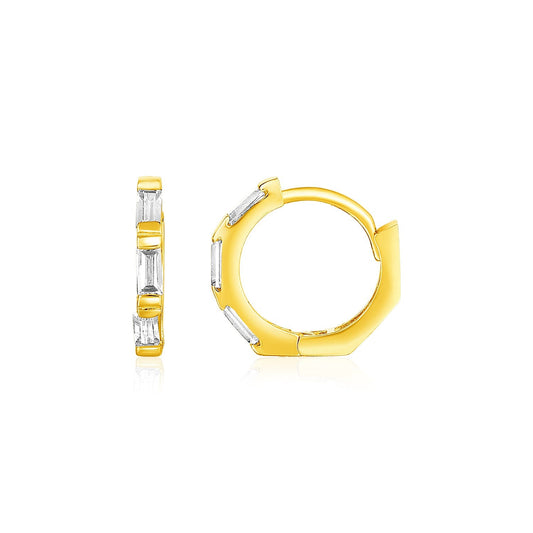 Ohrringe aus 14 Karat Gelbgold, achteckig, klein, mit Zirkonia