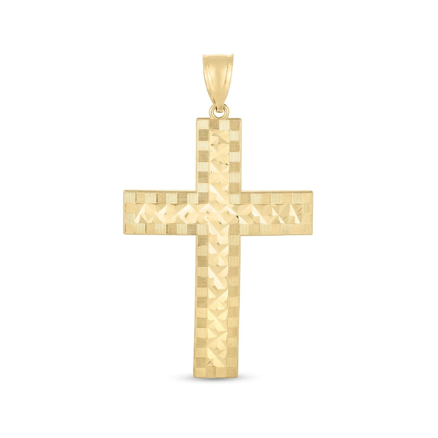 Kreuz-Anhänger aus 14 Karat Gelbgold, hochglanzpoliert, diamantgeschliffen